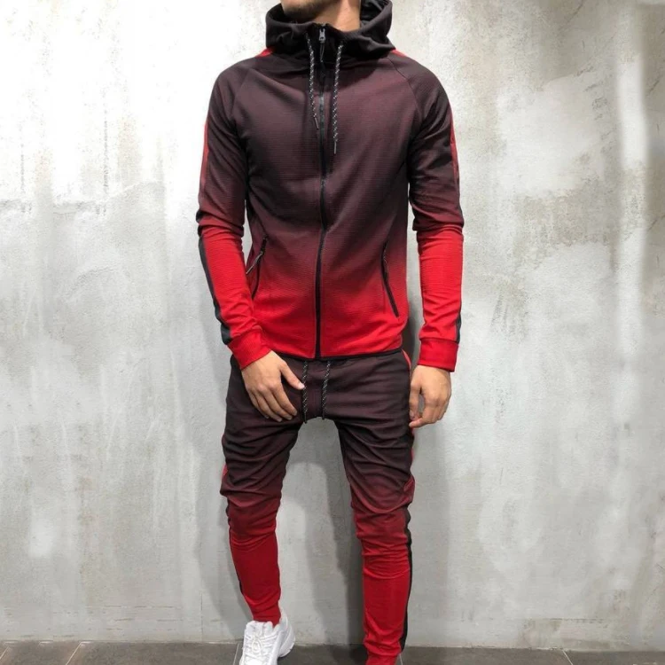 

2019 new Men Fitness 3D printing Gradient jogging pants Tether Hip hop Muscular man Breathable Long sleeve sportswear, Colors