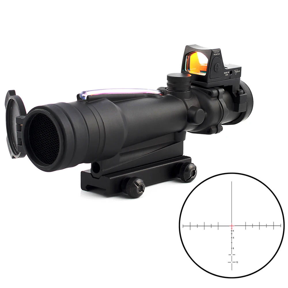 

Acog 3.5x35 Red Fiber Source Real Fiber Scope W/ Rmr Red Dot Sight Marked Version Black Riser Optical Instrument