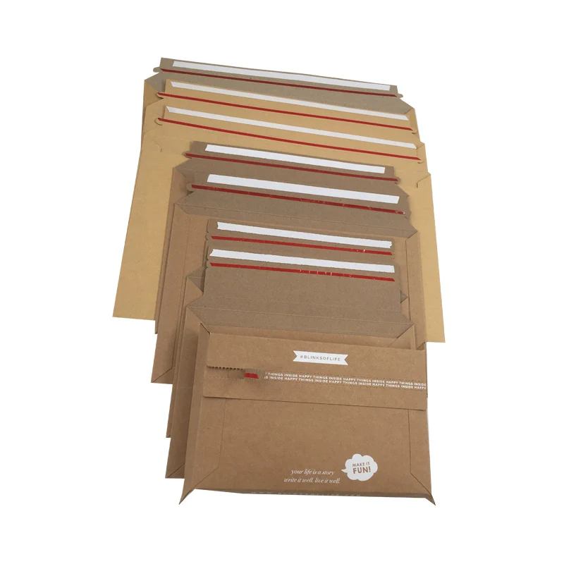 
Rigid and Durable Paper Custom Cardboard Envelopes / Book Mailers With Self Seal Strip 