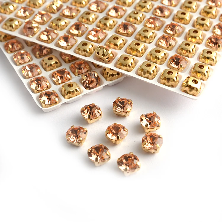 

JC crystal Good Quality Factory Direct Sale K9 Glass Sew on rhinestones with prongs, Color catalogue