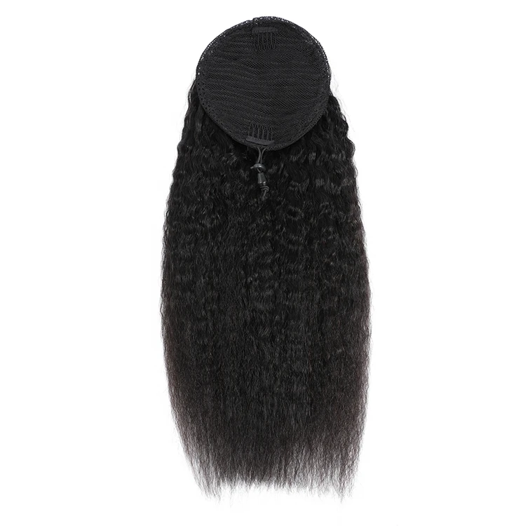 

Quality Malaysian Kinky Straight Remy Human Hair Drawstring Ponytail Wrap Around Ponytail Hair Extensions