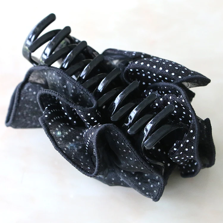 High quality cheap large fabric butterfly biodegradable plastic round crab hair claw, hair claws accessories, hair clamps claw