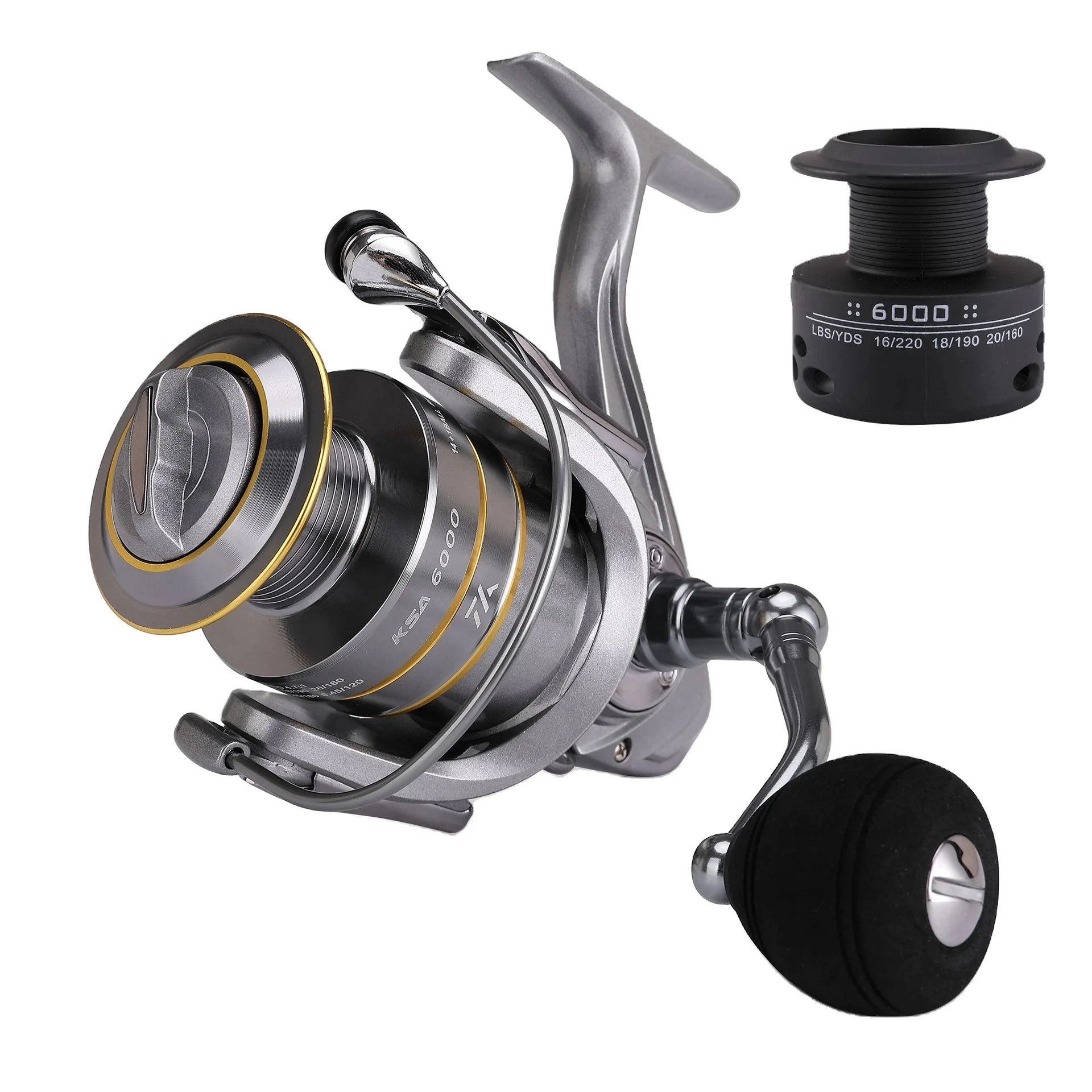 

JETSHARK Fishing Spinning Reel 15KG Max Drag Power 1000-7000 series Full Metal Double Spool Cup For Sea Fishing Gear, Silver