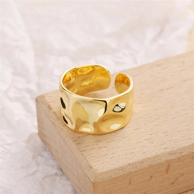 

Qings 925 Sterling Silver 18k Gold Female Ring Gold Plated Jewelry Women Couple Open Ring With Unique Style