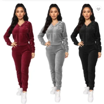 

autumn winter style Velvet two piece jackets and long pants ladies jumpsuit, Picture color