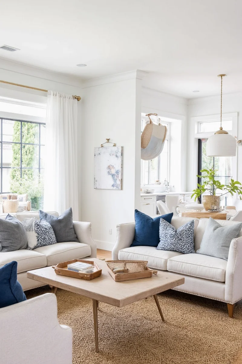 West Elm Reclaimed Wood Coffee Table in a Farmhouse Interior