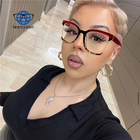 

Teenyoun Retro Tr90 Frame Eyeglasses Computer Glasses Colorful Myopia Frames For Women Vintage Square Spectacle Eyewear