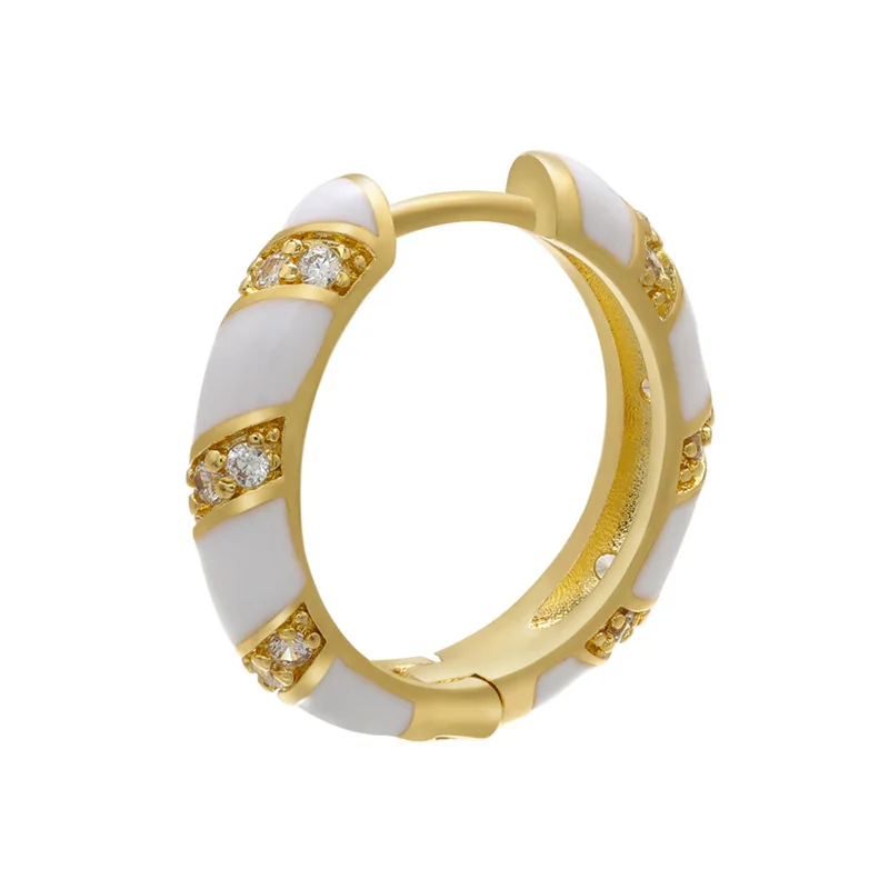 

Colorful Enamel Earrings Women Fashion Diamond Brass Plated Women Hoop Earrings Simple Style Jewelry Accessories, Mutiple colors earrings women