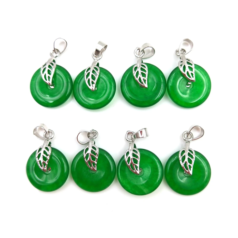 

Natural silver jade stone round beads pendant donut shape coin Hollow pendant for DIY jewelry making green necklace pendants, Multi color
