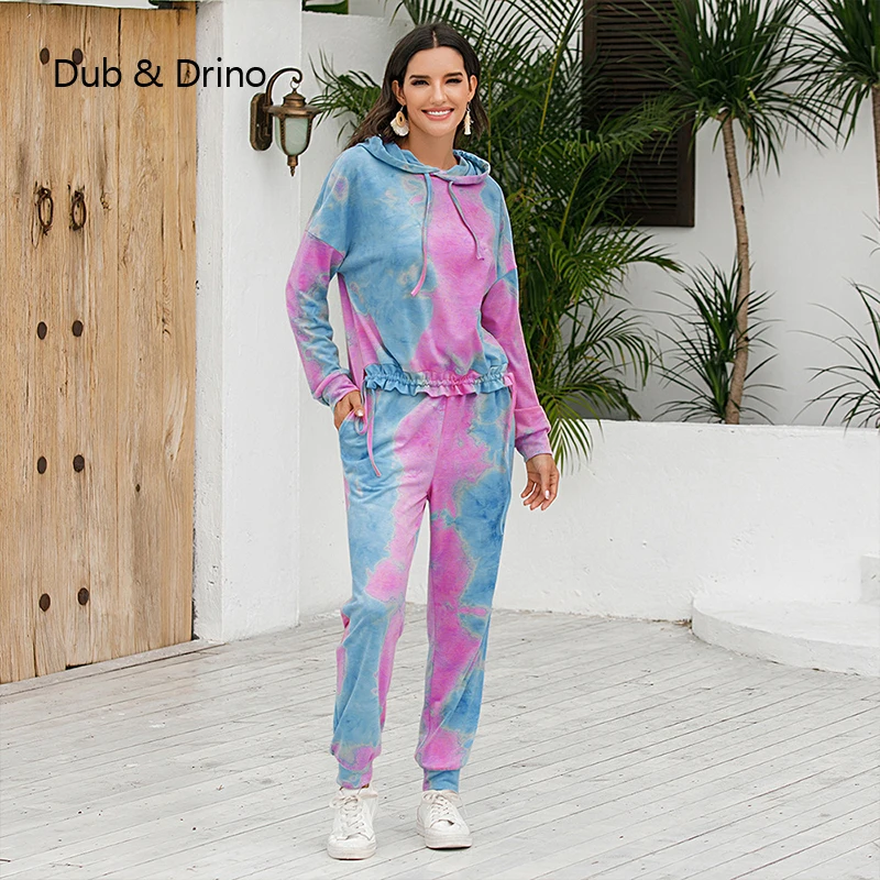 

Two-piece set 2 Piece Active Set Women print Tracksuit 2021 Autumn Winter Long Sleeve Sweatshirt Sweatpants Harem Pants Casual