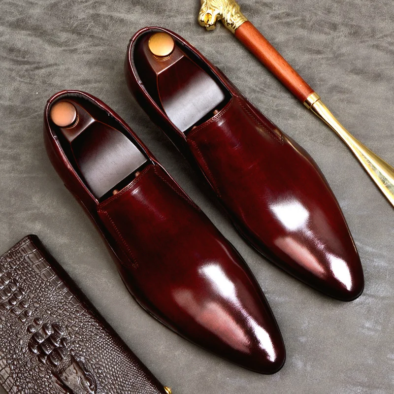 

37-46 Soft Leisure Men Leather Business Dress Shoes Pointed Formal Office Oxford Casual Loafers Flat Slip-on Fashion Moccasins