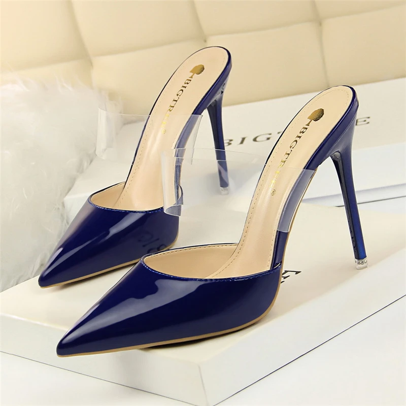 

Clear Sandals Hot Sale European High Heels Mules Stiletto Thin Heeled Shoes 2021 Sexy Pumps Ladies High Heeled Shoes for Girl