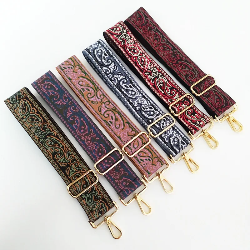 

Meetee B-J261 New Ethnic Style Small Fish Embroidery Jacquard Webbing Thickened Crossbody Wide Shoulder Strap, Colorful