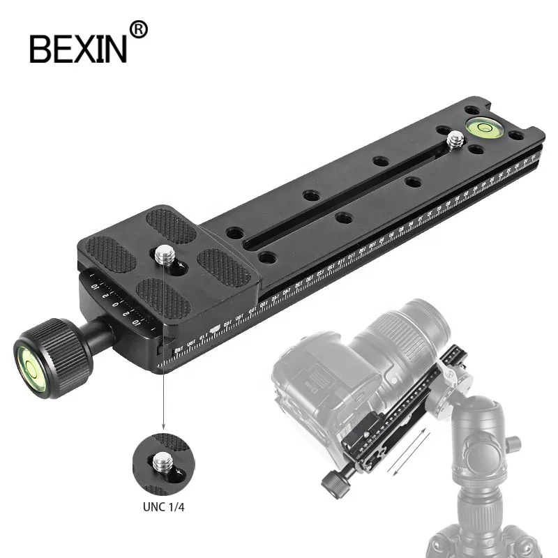 

BEXIN 200mm QR Slide Rail Clamp PU Quick Release Plate Professional photographic Accessories Sports Camera Head for DSLR Camera