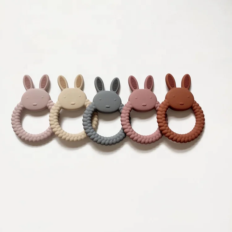 

Nontoxic BPA Free Food Grade Silicone Teething Relief Bunny Shape Baby Silicone Teether Toy