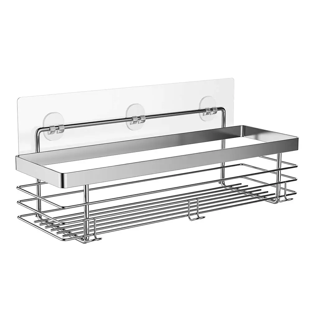 

SUS304 Stainless Steel No Drilling Bathroom Kitchen Storage Organizer, Sliver