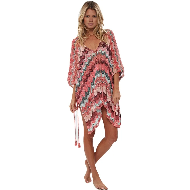 

Women Short Sleeve Bohemia Style Beach Swimsuit Cover-Ups