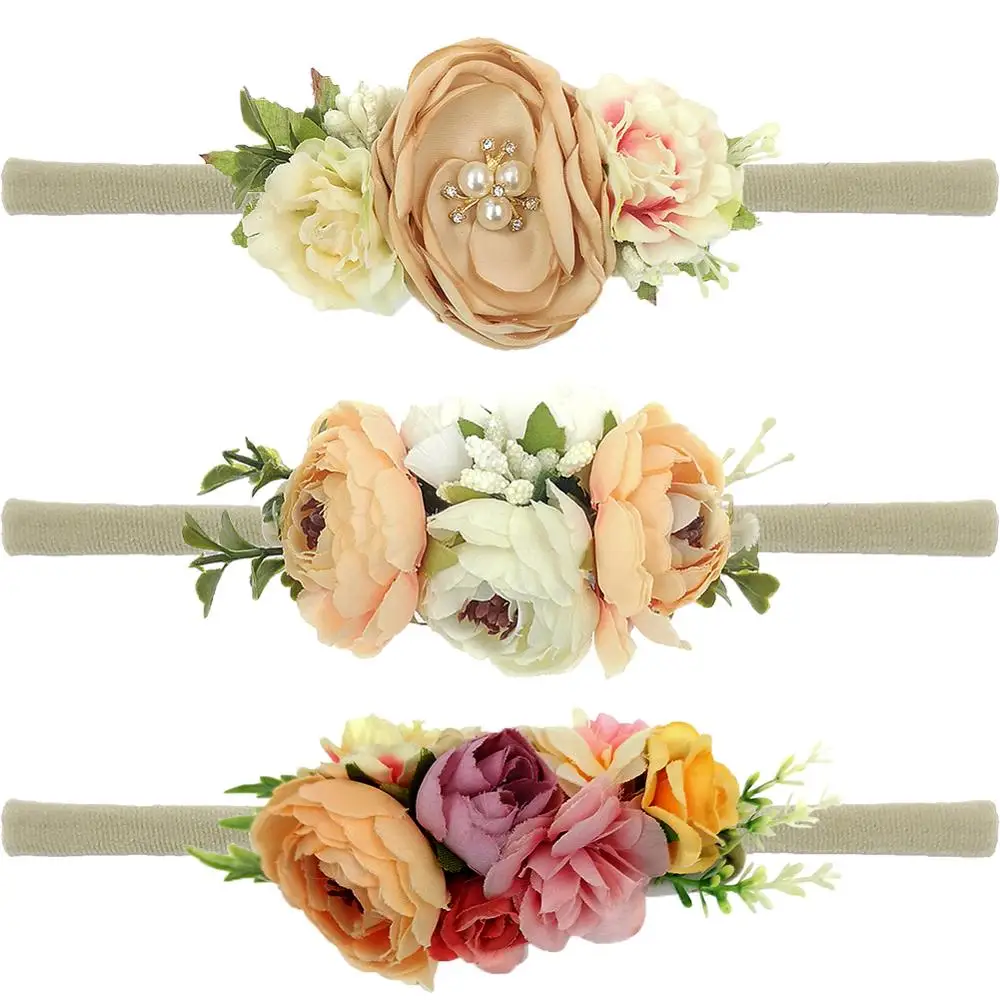 

3pcs/set Fancy Headwear Photography Props Baby Girl Fabric Artificial Flower Headband