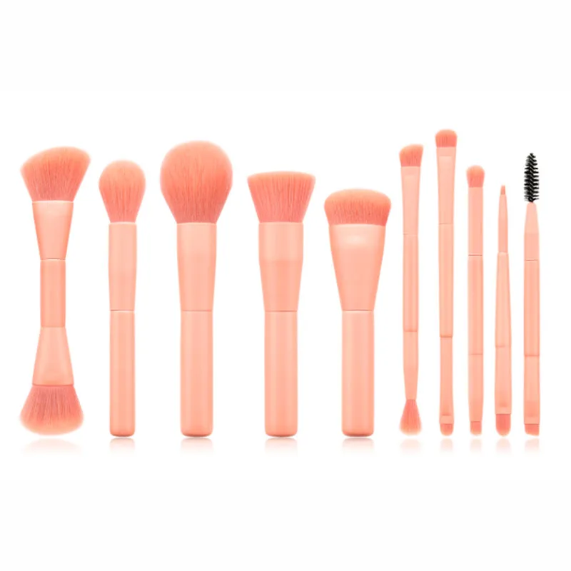 

Private label 10pcs princess pink makeup brush set with synthetic hair dual head synthetic hair brushes makeup for cosmetics