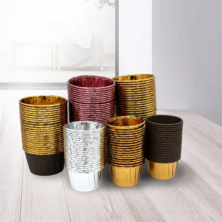 

Aluminium Foil Baking Muffin Cake Cup Gold Cupcakes High Temperature Resistant Film Roll Paper Cake Cup, Many colors