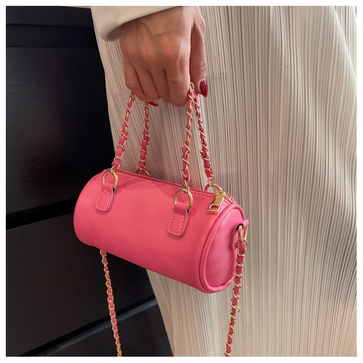 

Summer 2022 Neon Handbag Fashion Cute Quilted Roll Ladies Neon Purse and Girls Bags, 4 colors