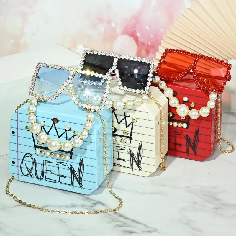 

Wholesale Hot Sell Graffiti Pearl Designer Acrylic Luxury Purse And Handbags Sets Matching Shades Sunglasses, Customized color