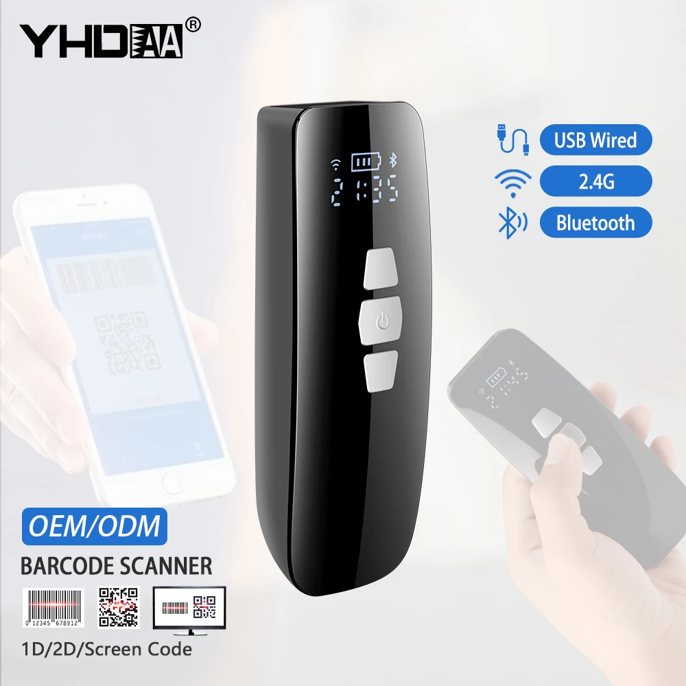 

Portable 1D 2D QR BT Barcode Scanner Handheld Mini Bar Code Reader for IOS Android Smart Phone Tablet Wireless + USB