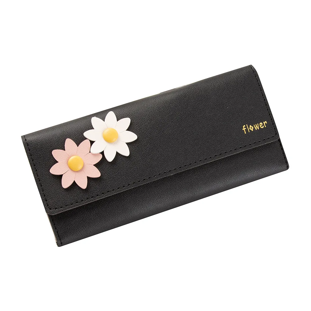 

Multifunctional Women's Wallet 2021Short Student Small Fresh Folding Wallets Fashion Zipper Buckle Coin Purse PU Leather Clutch, Black