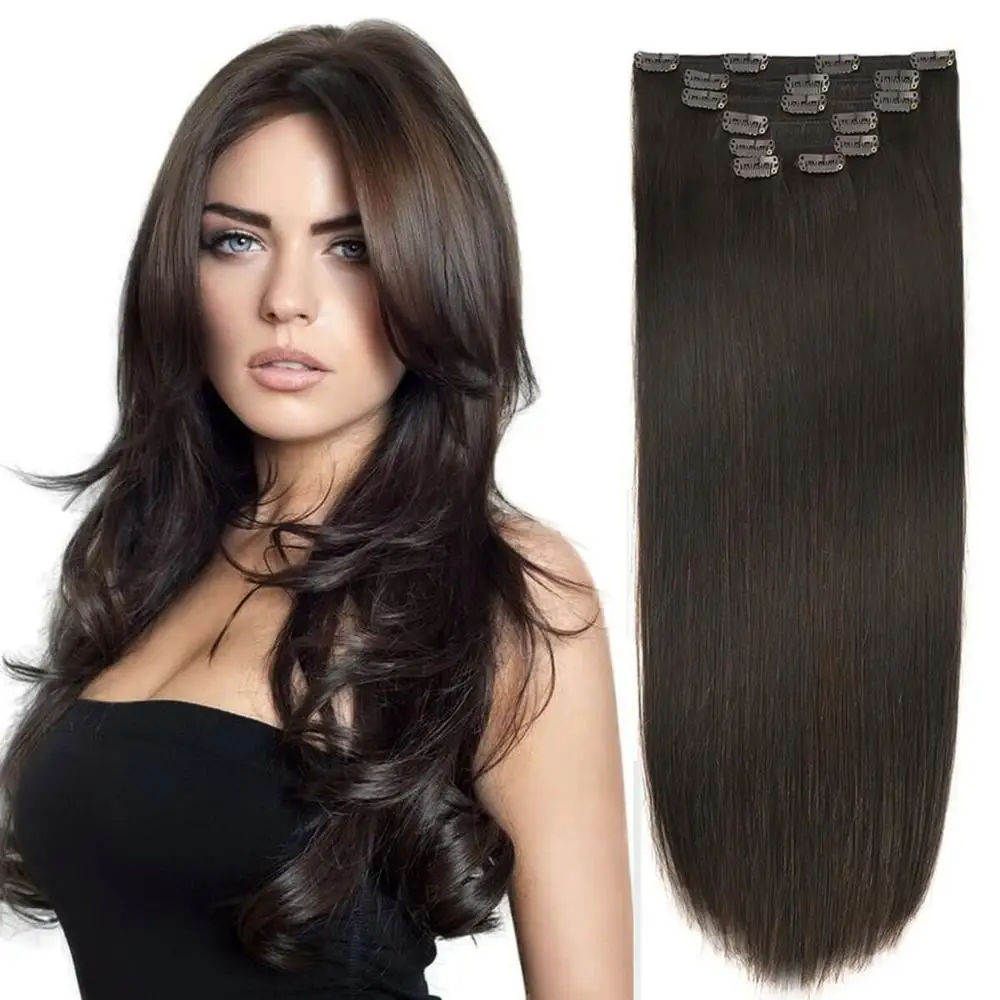 

100% Real Human Type and Remy Russian Hair Natural Hair Clips-in Extensions