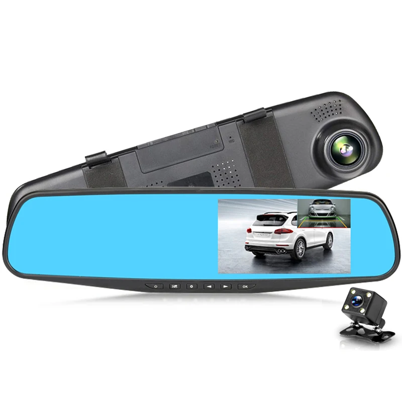 

Factory Wholesale Car Black Box Full HD 1080P Dual Lens Dashcam 4.3" Rear View Mirror Car DVR Camera Night Vision