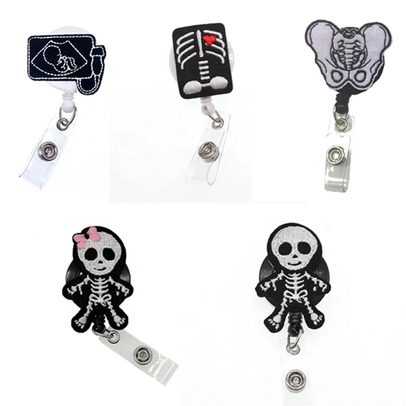 

Free Shipping 5 Styles Badge Holder Black Style X-ray Doctor Nurse Retractable Badge Reel Hospital Accessories, At picture