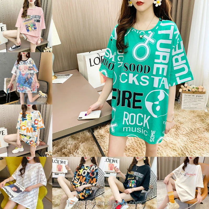 

2021 New Design Summer Women's casual Printed round collar T-shirt discount price