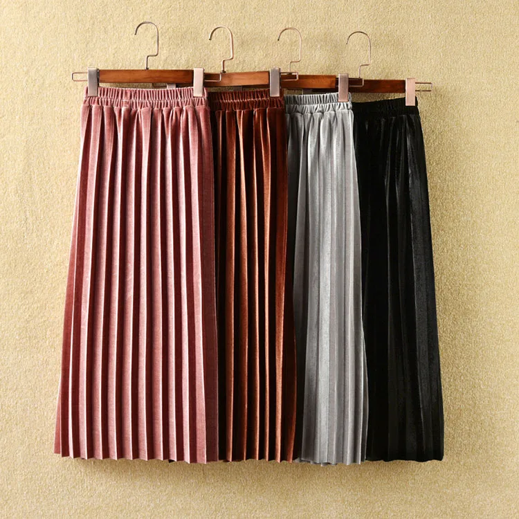 

3-12 years old new style korean baby girl long skirt with pleat, As pic or customized color