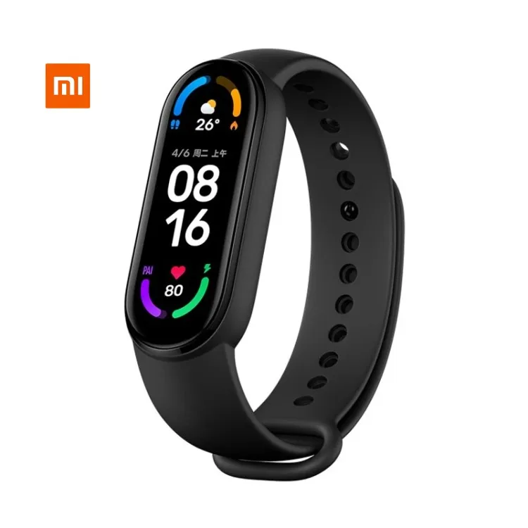 

Original Xiaomi Mi Band 6 Fitness Tracker Smart Bracelet 1.56 inch Heart Rate and Blood Oxygen Monitor Xiaomi Smart Wristband, Black