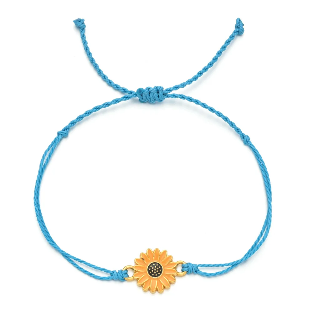 

Black Pink Rope Flower Charm Handmade Best Friendship for men and women Daisy Woven Rope Bracelet, Black,white,purple,red,gray,.orange