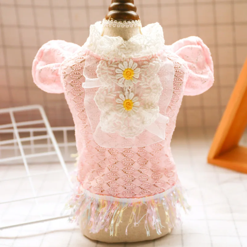 

2020 spring summer new Teddy puppy lace flower pet dog dress skirt clothes