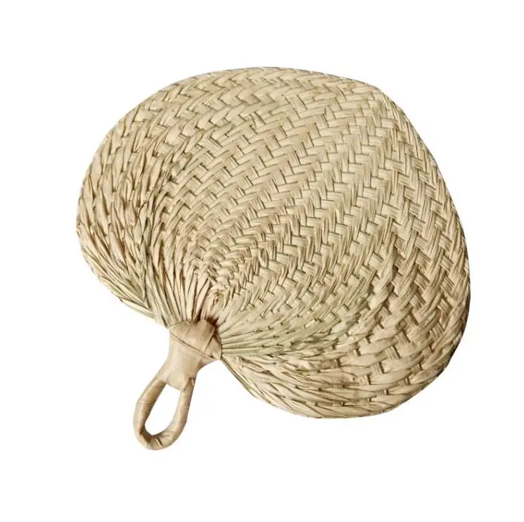 

Natural Color Bamboo Raffia Handheld Fan Summer Traditional Chinese Craft Palm Leaf Straw Cane Rattan Woven Hand Fans