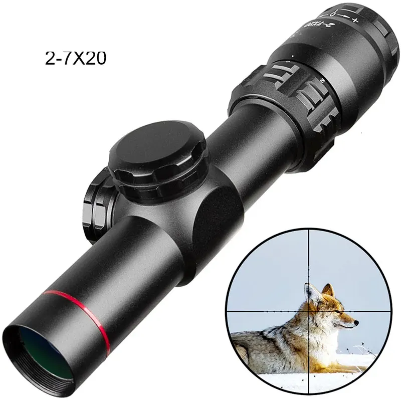 

2-7x20 HD Riflescope Mil Dot Reticle Sight Rifle Scope Sniper Hunting Scopes Tactical Rifle Scope Airsoft Air Guns Pocket