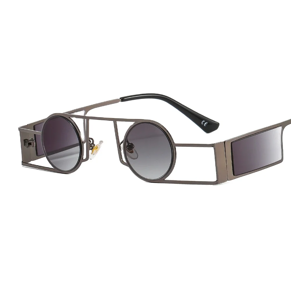 Punk Small Round Frame Men and Women Rock Sunglasses Modern Avant Garde Geometric Metal Sunglasses UV400
