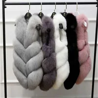 

Hot Sale Winter Thick Warm Fake Fur Vests Coat Women Faux Fox Fur Vest Midum Long Coats Waistcoat Female faux fur jacket