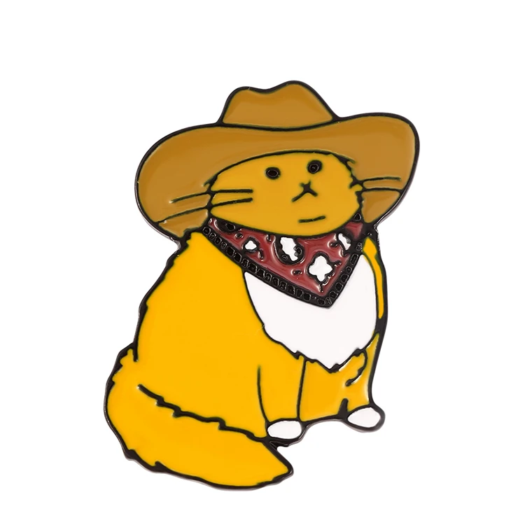 

Funny Mr. Cat Brooch Cute Garfield Cat Animal Brooch Creative Western Cowboy Cat Collar Pin Backpack Decorative