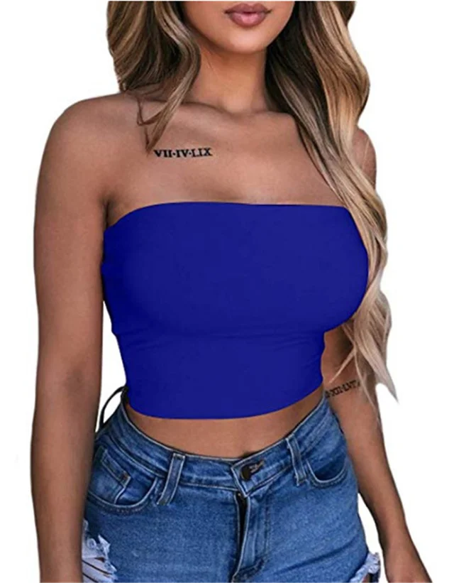 

Summer Hot Style Ladies Solid Color Sexy Slim Tube Top T-shirt Top, Picture color