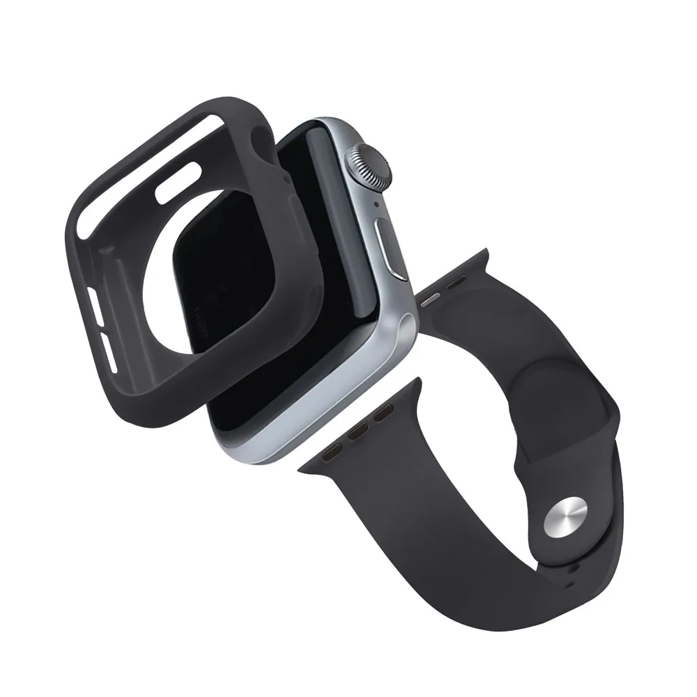 

Soft Silicone Watch Case + Strap For Apple Watch Band 44mm 38mm T500 W26 Bracelet Rubber Band For iWatch Series Screen Protector, Colorful(customized)