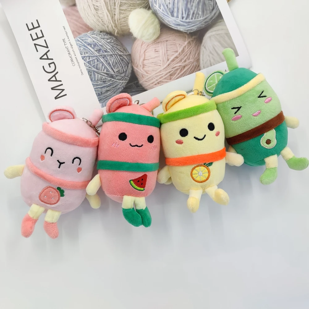 

Custom Mini Toy Keyring Boba Fruit Milk Tea Plush Key Chain Bubble Tea Boba Keychain