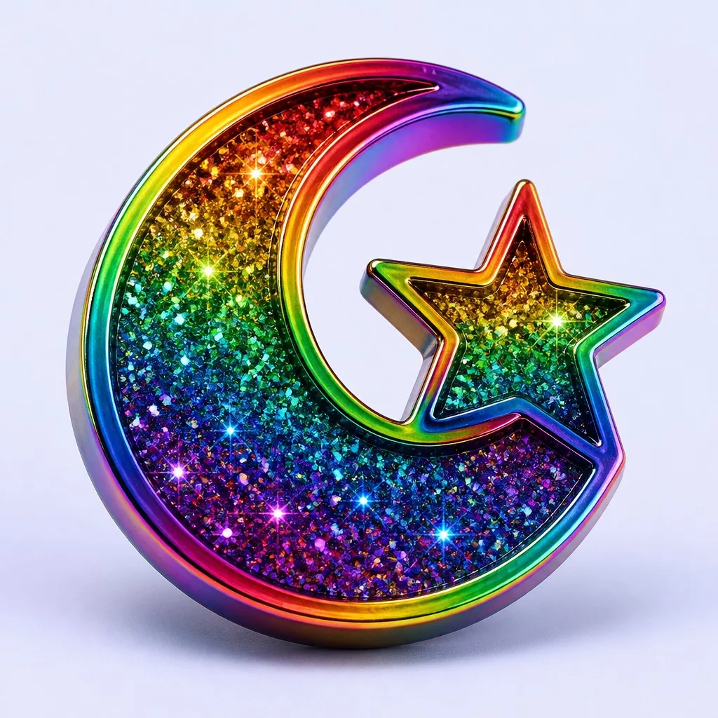 Rainbow Crescent Moon & Star Pin