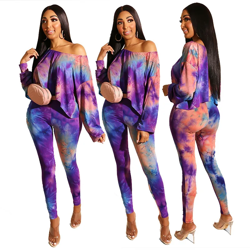 

Spring and summer women's wear hot style printed tie-dye two pieces of leisure suit trend, As is shown in