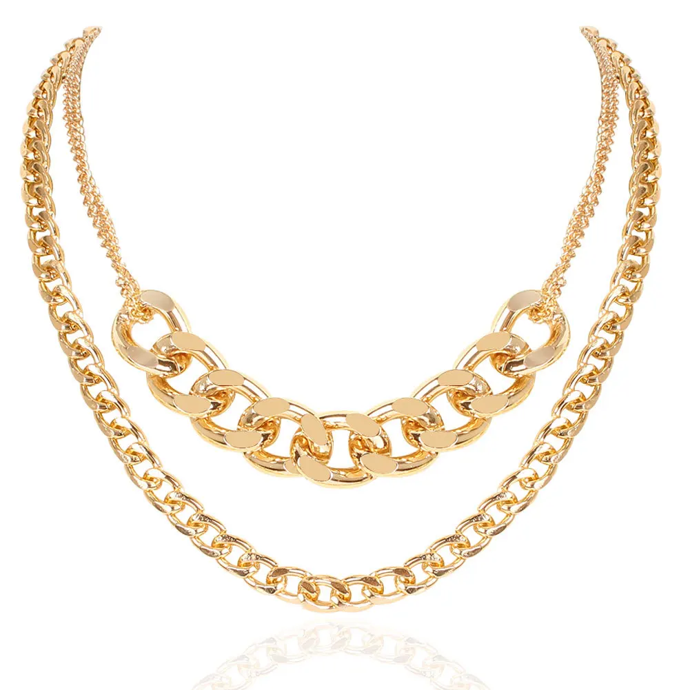 

Fashionable Jewelry 2021 Top Selling Gold Color Plated Link Chain Necklace Accept Customer Own Designs Lady Layer Necklace