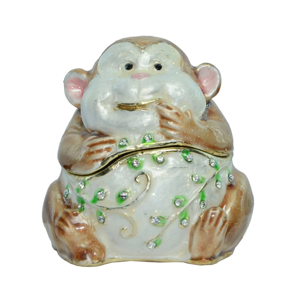 

Happy monkey trinket box keepsake jeweled Box decorative Collectible ornament giftware animal home decoration