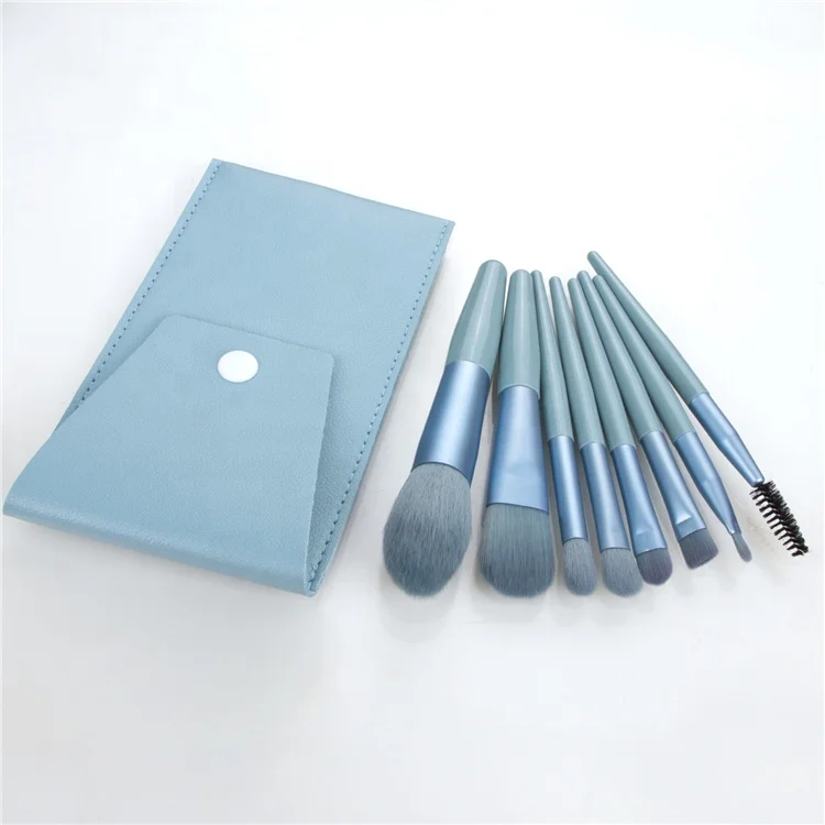 

8 Pcs High Quality Plastic Handle Soft Hair Custom Logo Make Up Tools Mini Makeup Brush Set, Pink,light pink,blue,grey,customized