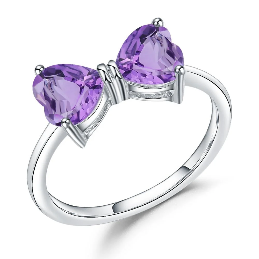 

Abiding Amethyst Ring Natural Gemstone Heart Ring 925 Sterling Silver Ring Classical For Women Valentine Gifts Jewelry
